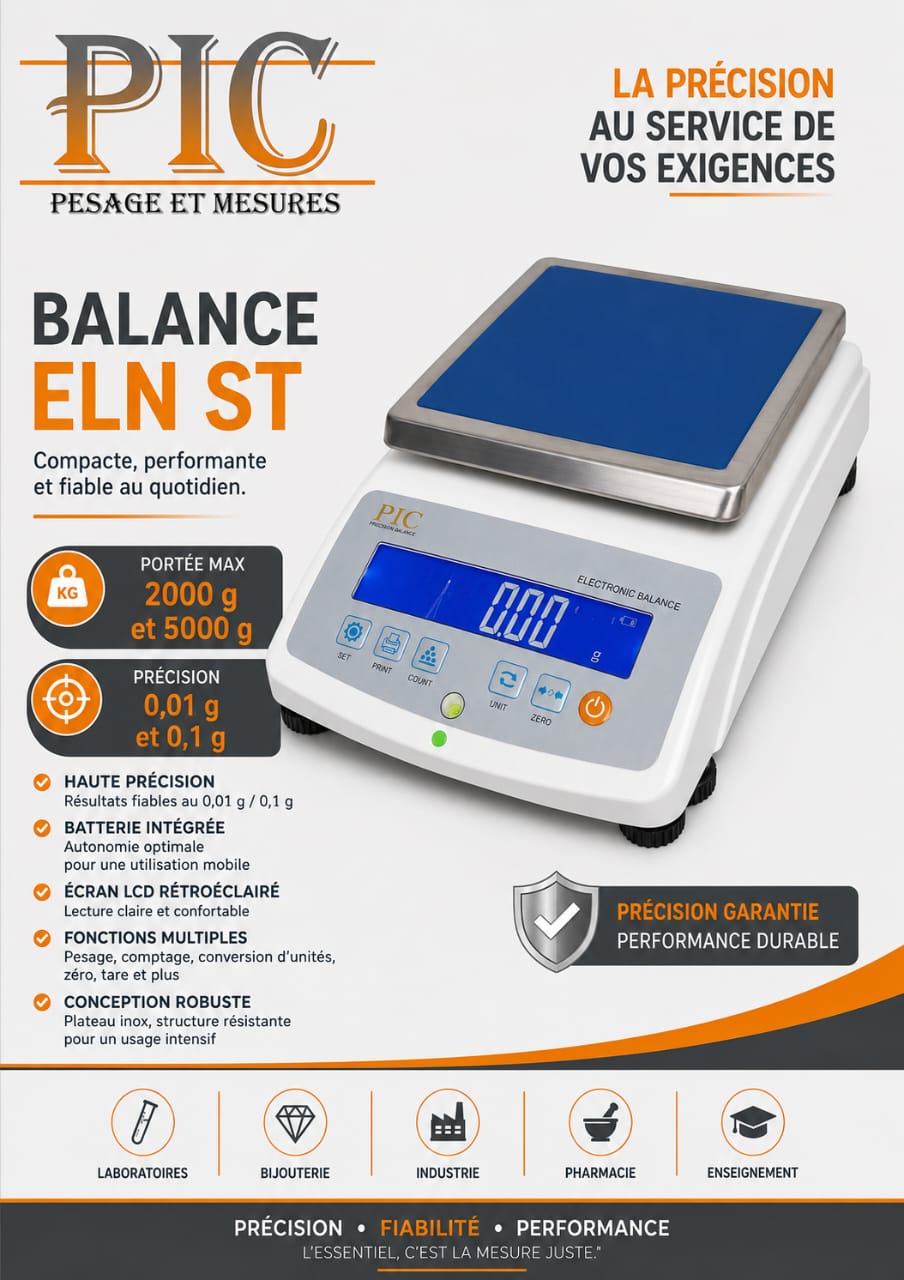 BALANCE DE PRÉCISION DE PAILLASSE PIC ELN ST